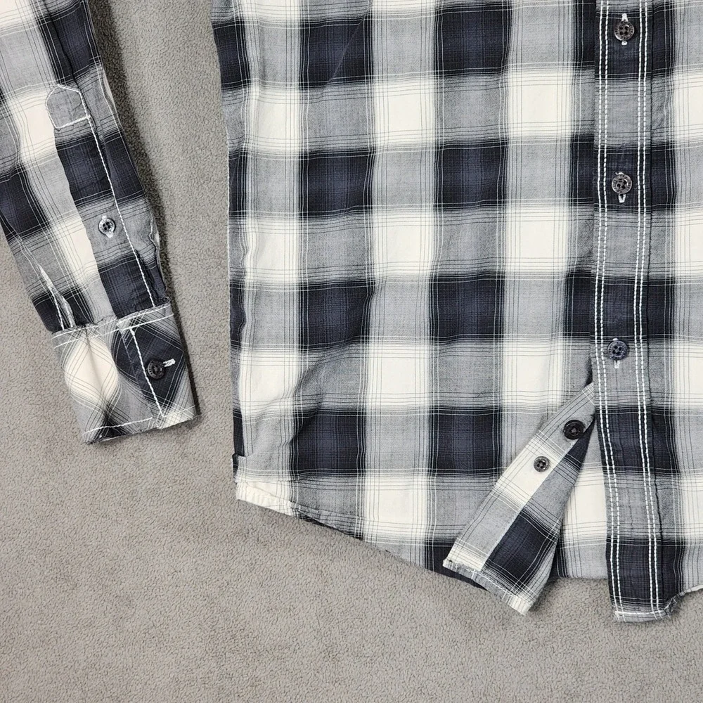 American Rag Cie‎ Button Up Shirts S Men Lot 2 Plaid Blue Black Cowboy Western